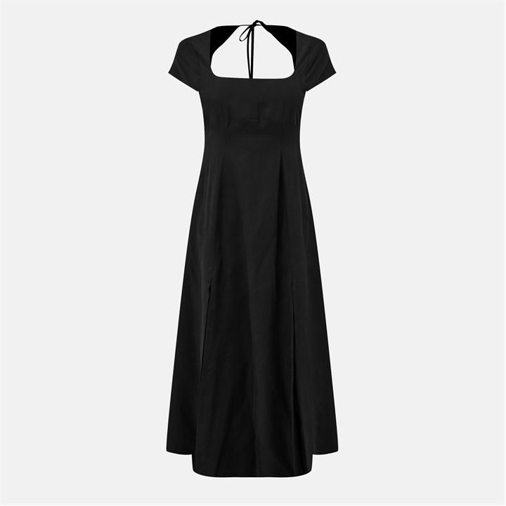 Jack Wills Cap Sleeve Midi Dress Black