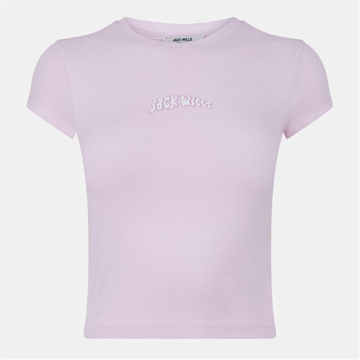 Jack Wills Cap Sleeved T Shirt Pink Icing