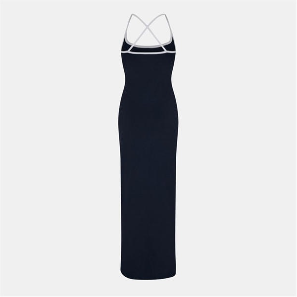 Jack Wills Chain Stitch Maxi Dress Navy/White