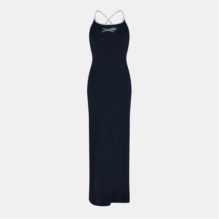 Jack Wills Chain Stitch Maxi Dress Navy/White