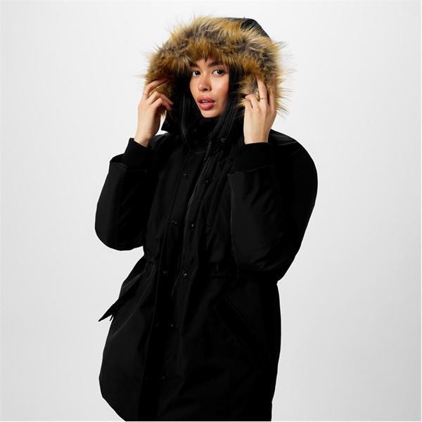 Jack Wills Cinched Parka Jacket Black