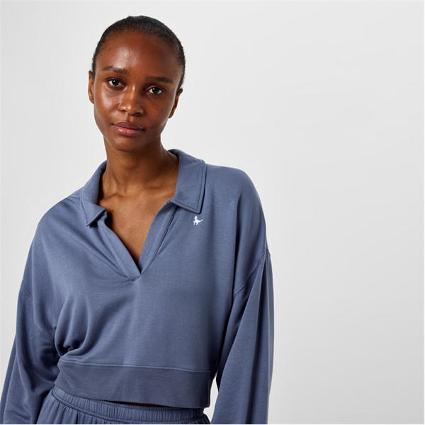 Jack Wills Collar Modal Top Dusky Blue