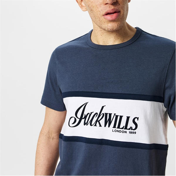 Jack Wills Colour Block T Shirt Night Sky