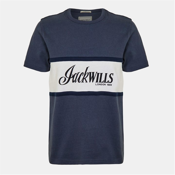 Jack Wills Colour Block T Shirt Night Sky