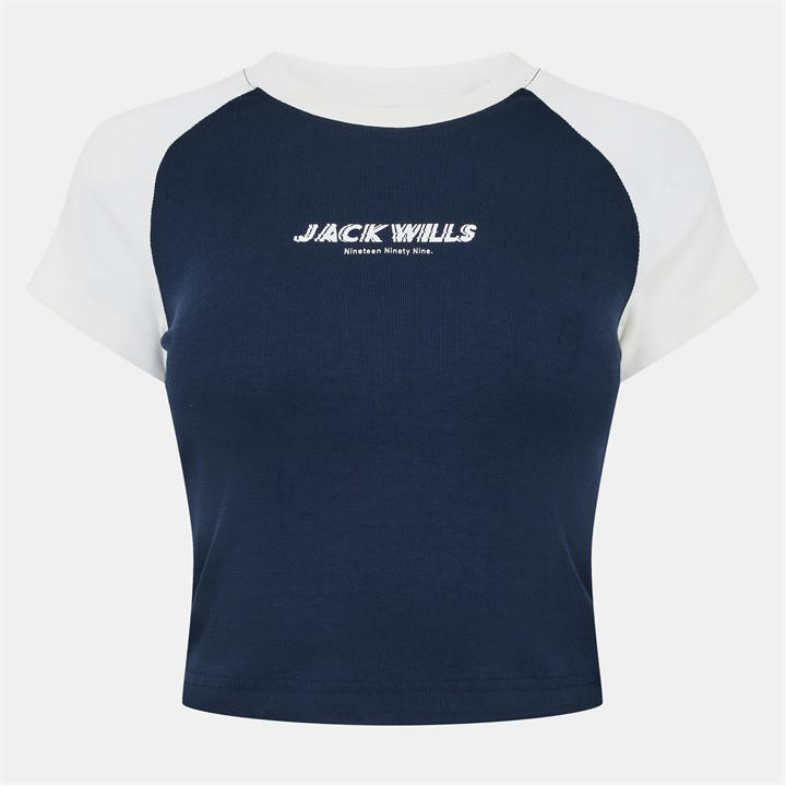 Jack Wills Contrast Baby Tee Navy/White