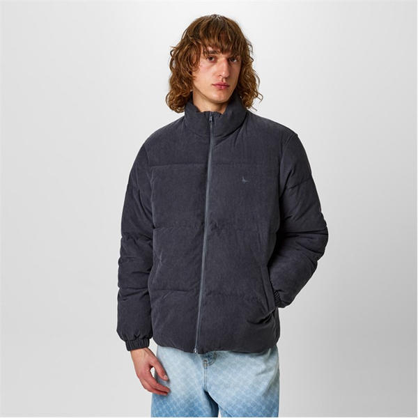 Jack Wills Corduroy Puffer Jacket Washed Black
