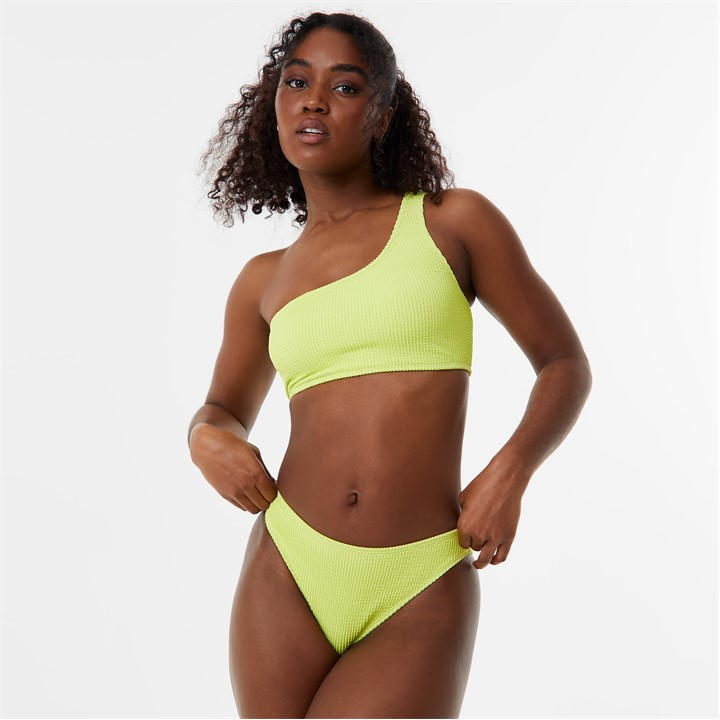 Jack Wills Crinkle Tanga Bikini Bottom Lime
