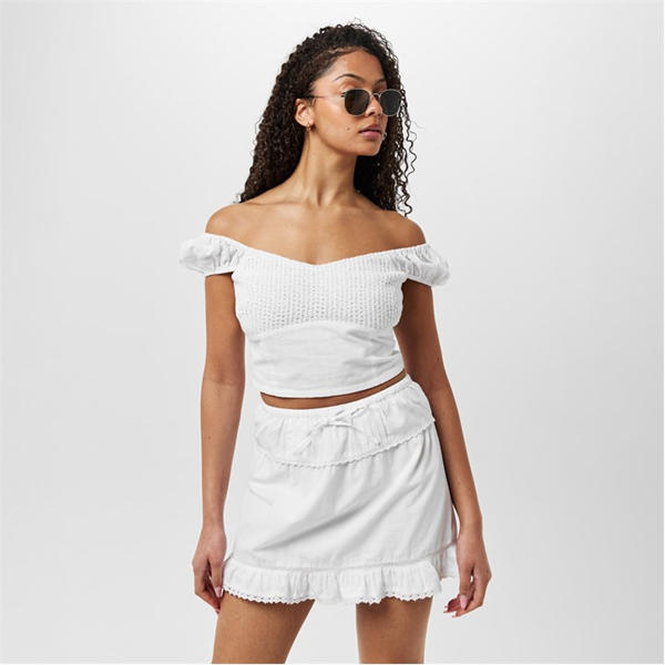Jack Wills Crochet Mix Top Vintage White