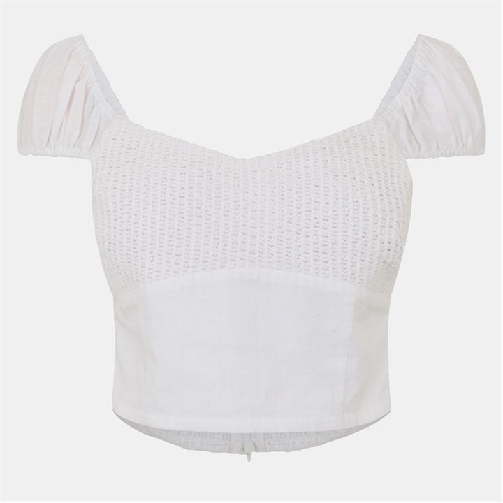 Jack Wills Crochet Mix Top Vintage White