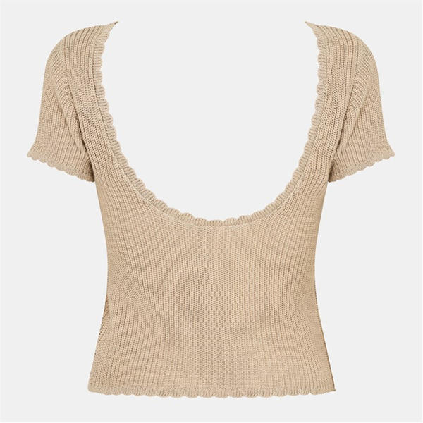 Jack Wills Crochet Open Back Tee Stone