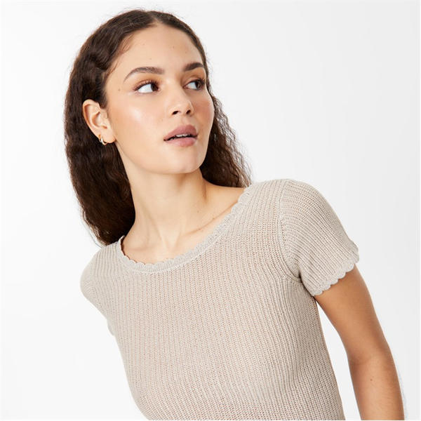Jack Wills Crochet Open Back Tee Stone
