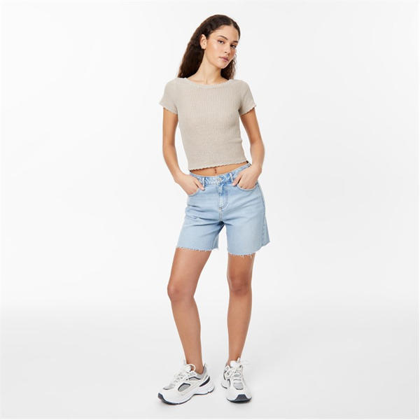 Jack Wills Crochet Open Back Tee Stone