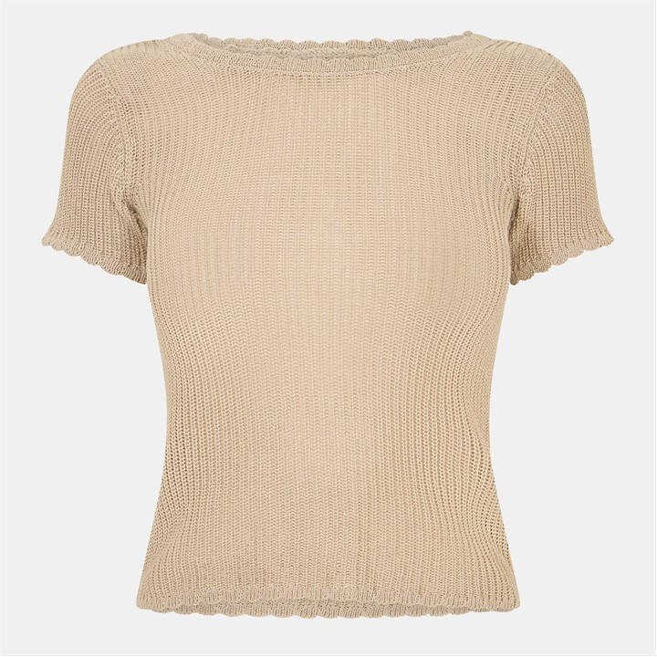 Jack Wills Crochet Open Back Tee Stone