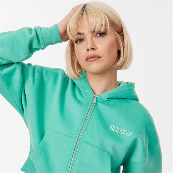 Jack Wills Crop Zip Through Hoodie Clover