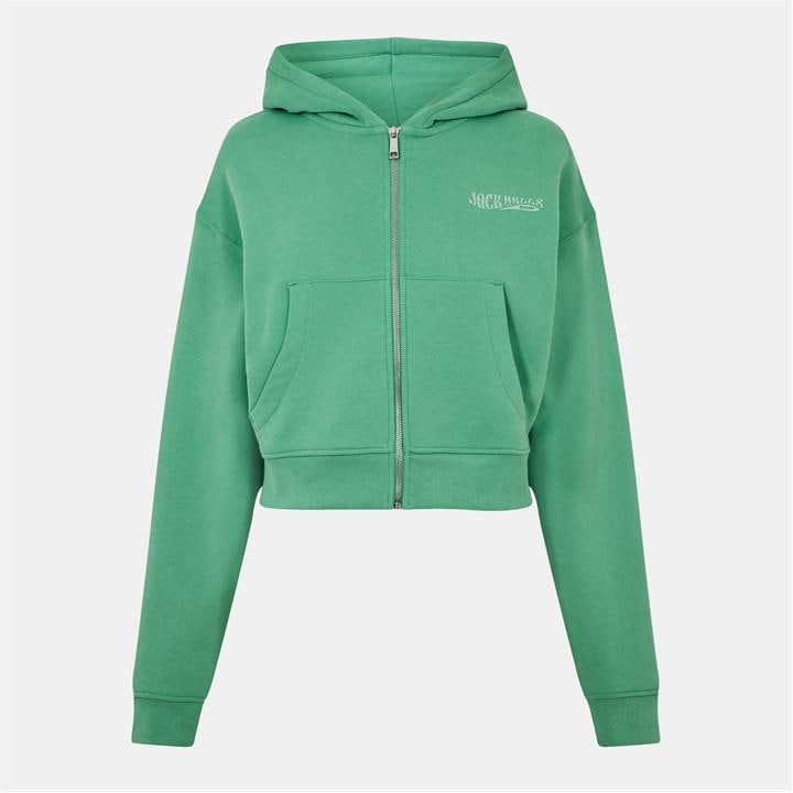Jack Wills Crop Zip Through Hoodie Clover