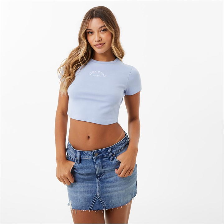 Jack Wills Cropped Baby Tee Soft Blue