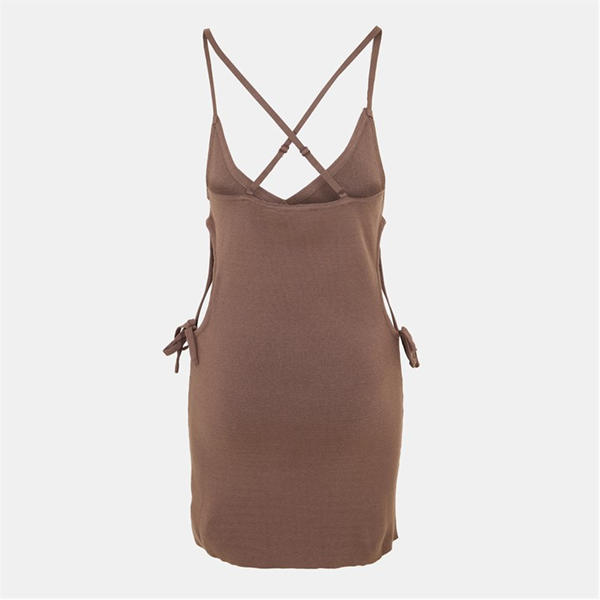 Jack Wills Cut Out Knit Mini Dress Brown