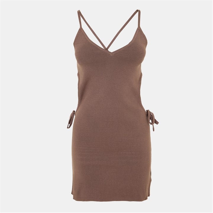 Jack Wills Cut Out Knit Mini Dress Brown