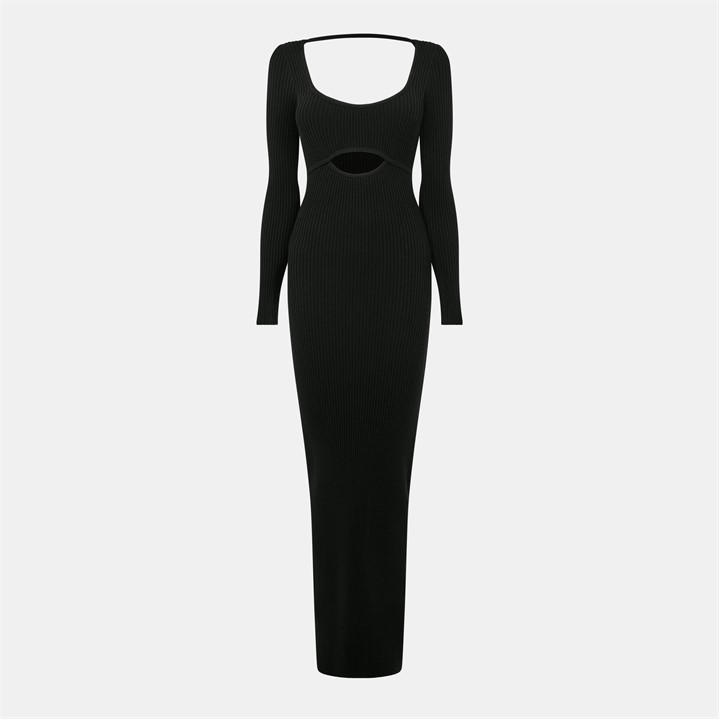 Jack Wills Cut Out Midaxi Dress Black