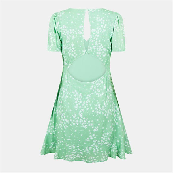 Jack Wills Cut Out Mini Dress Green Ditsy