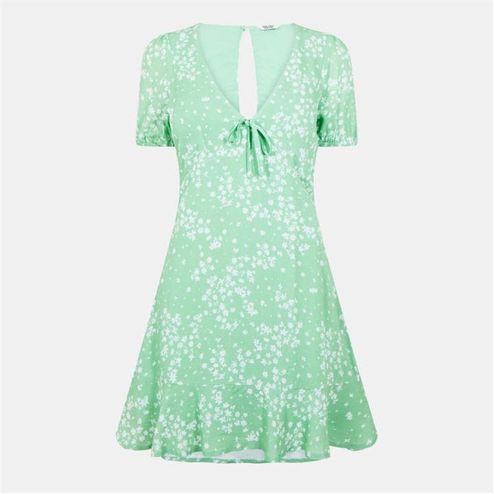 Jack Wills Cut Out Mini Dress Green Ditsy