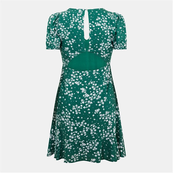 Jack Wills Cut Out Mini Dress Green Print