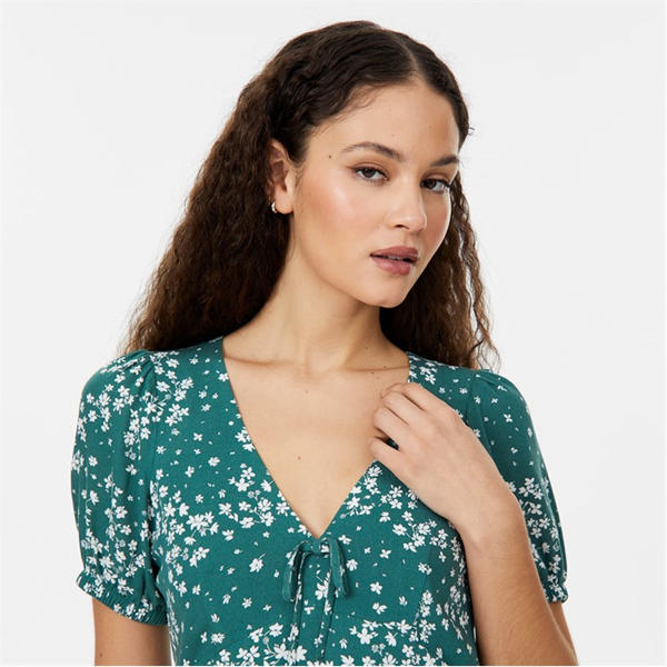 Jack Wills Cut Out Mini Dress Green Print