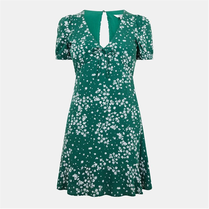 Jack Wills Cut Out Mini Dress Green Print