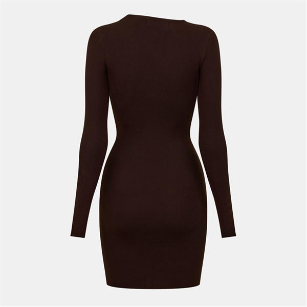 Jack Wills Cut Out Ribbed Mini Dress Dark Brown