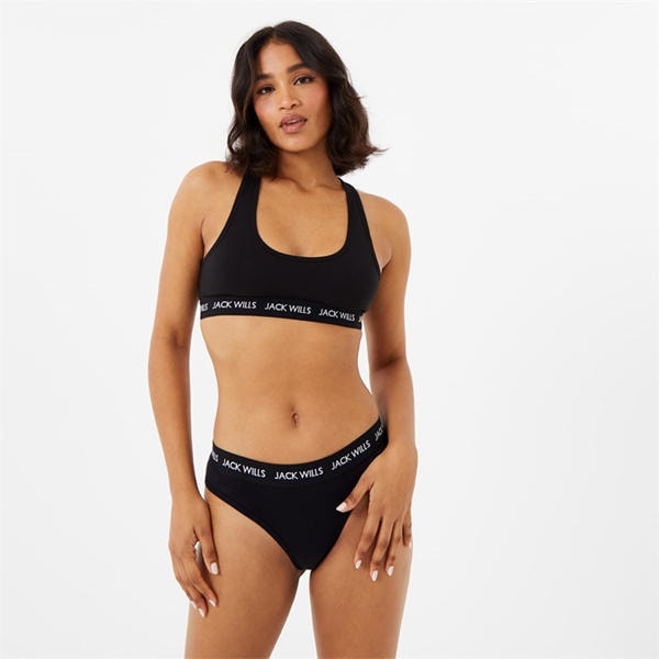 Jack Wills Dibsdall Multipack Bralette 2 Pack Black