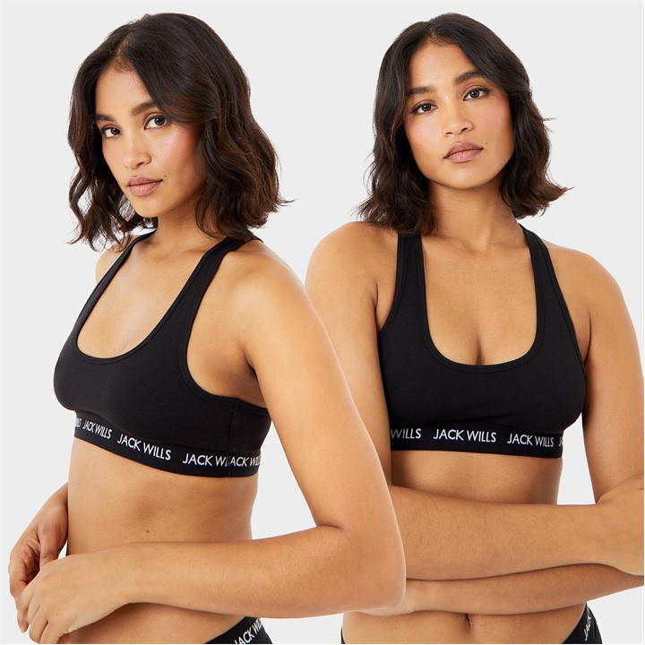 Jack Wills Dibsdall Multipack Bralette 2 Pack Black