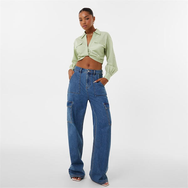 Jack Wills Draped Cropped Blouse Jolly Green