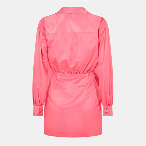Jack Wills Draped Shirt Dress Hot Pink