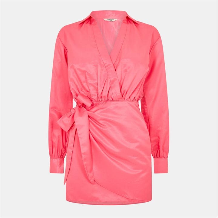 Jack Wills Draped Shirt Dress Hot Pink