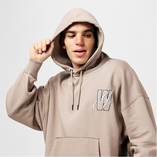 Jack Wills Drawstring Kangaroo Pocket Hoodie Moon Rock