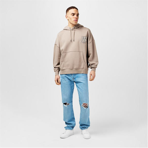 Jack Wills Drawstring Kangaroo Pocket Hoodie Moon Rock