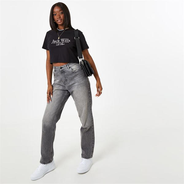 Jack Wills Eccleston Crop T Shirt Black