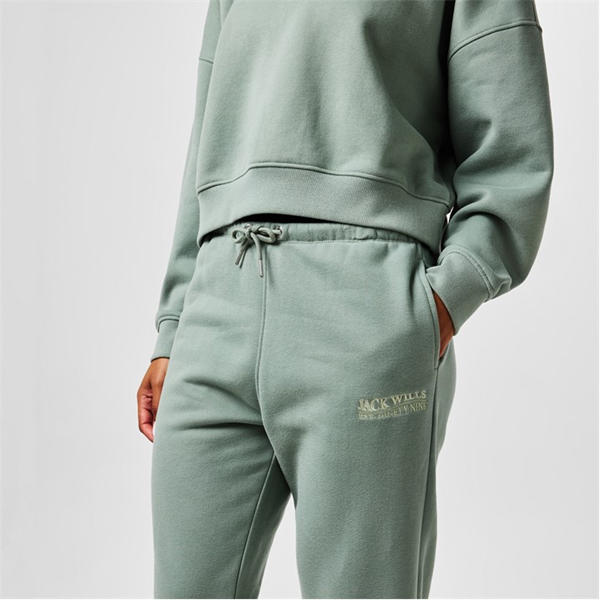 Jack Wills Embellished Logo Jogging Bottoms Iceberg Green