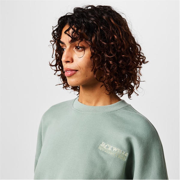 Jack Wills Embroidered Crew Neck Sweatshirt Iceberg Green