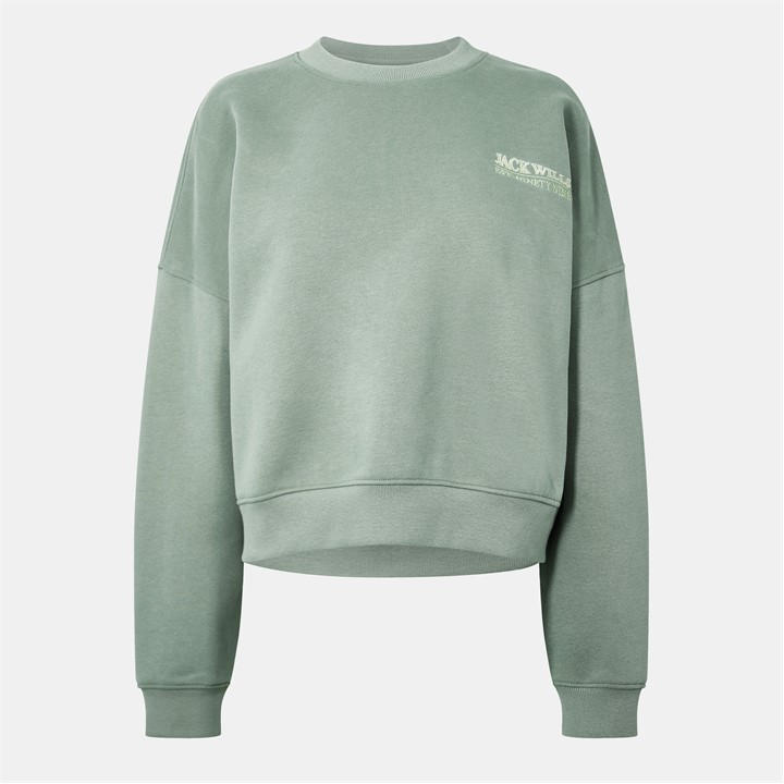 Jack Wills Embroidered Crew Neck Sweatshirt Iceberg Green