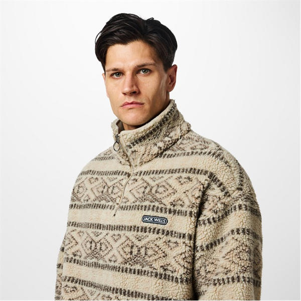Jack Wills Fairisle Borg Fleece Cream Fairisle