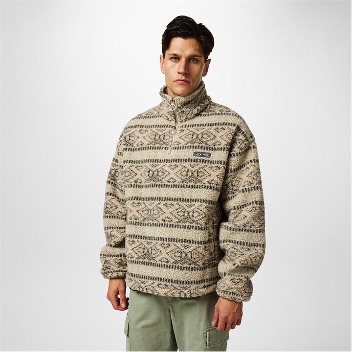 Jack Wills Fairisle Borg Fleece Cream Fairisle