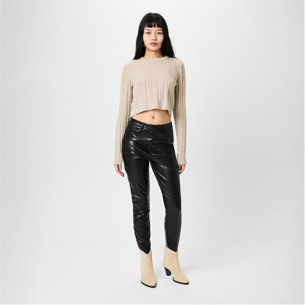 Jack Wills Faux Leather Skinny Trousers Black