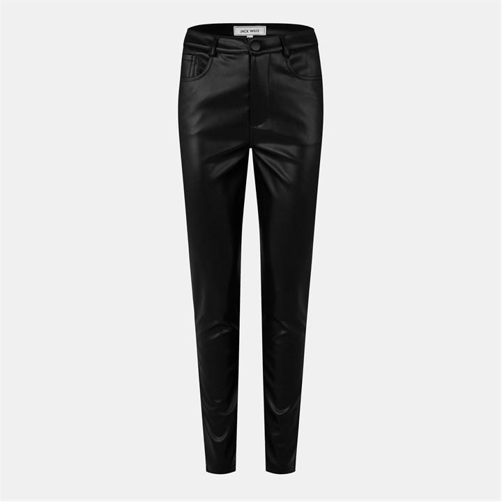 Jack Wills Faux Leather Skinny Trousers Black