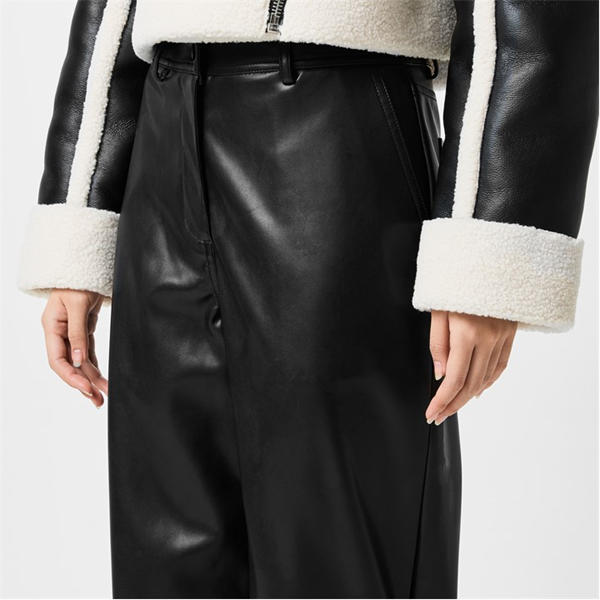 Jack Wills Faux Leather Straight Leg Trousers Black