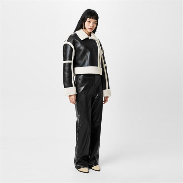 Jack Wills Faux Leather Straight Leg Trousers Black