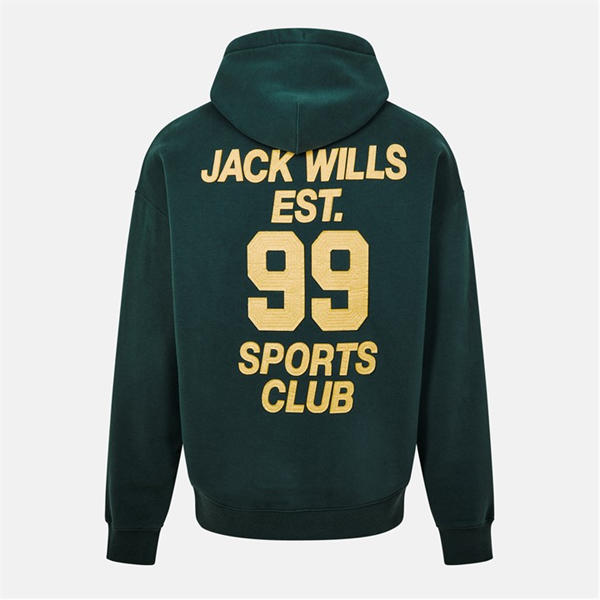 Jack Wills Felt Applique Hoodie Evergreen