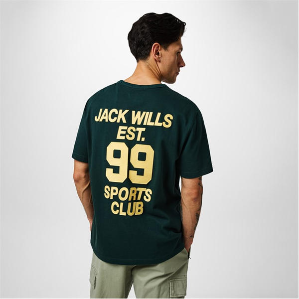 Jack Wills Felt Applique T Shirt Evergreen