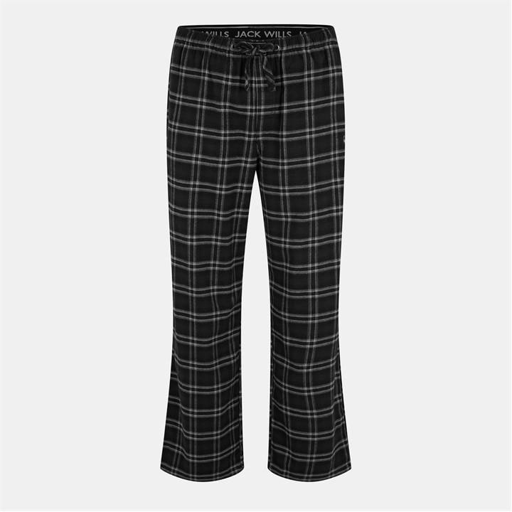 Jack Wills Flannel Check Trousers Black Check