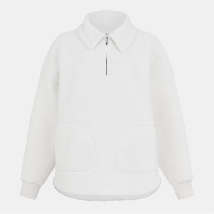Jack Wills Fleece quarter Zip Ld54 Vintage White
